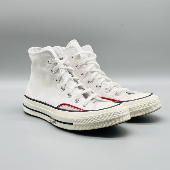 Converse Shoes Womens 7.5 White Red Chuck Taylor All Star 70 High Top Sneakers - Picture 4 of 11